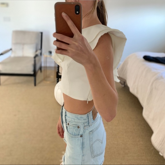 White/cream off the shoulder crop top - Picture 1 of 5